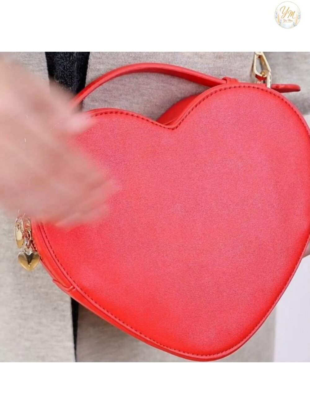 Heart Shaped Crossbody Purse PU Leather Zip Around Satchel Handbag - Picture 6 of 6